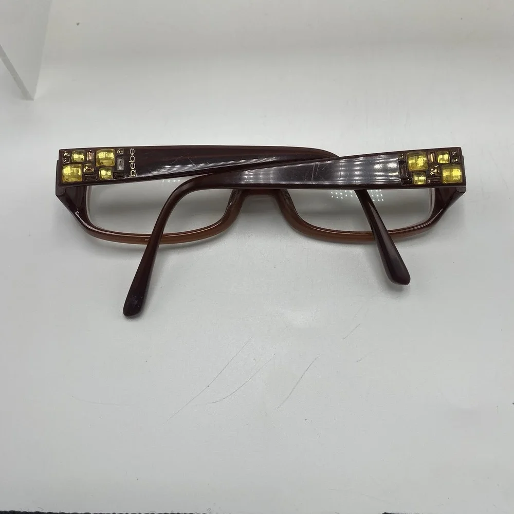 Bebe Eyeglasses Women FRAME ONLY Bejeweled 135 Smoked Topaz 728